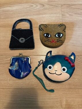 Assorted Women's Coin Pouches and Wristlet - Blue, Black, Gold, Brown